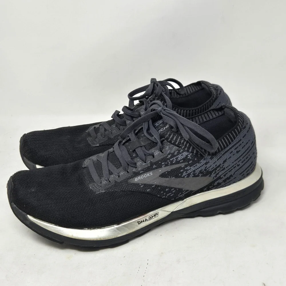 Brooks Ricochet Mens Running Shoes Black Grey Silver DNA AMP 1202821B057 Size 11
